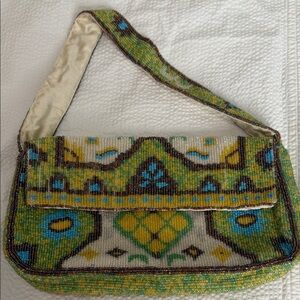 Christina beaded Green and Yellow Women's Bag